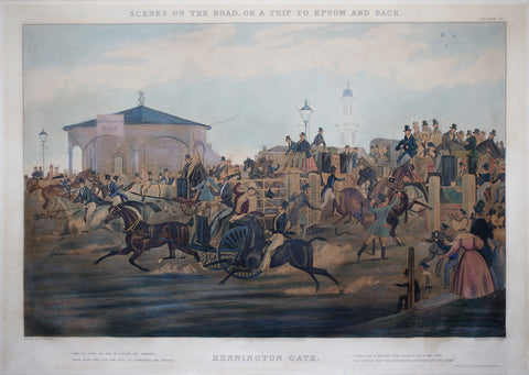 James Pollard (English, 1792-1867), Scenes on the Road, or a Trip to Epson and back: Kennington Gate, Plate IV