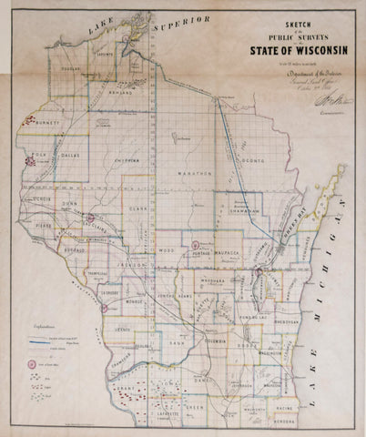 Department of the Interior, General Land Office, Sketch of the Public Surveys for the State of Wisconsin