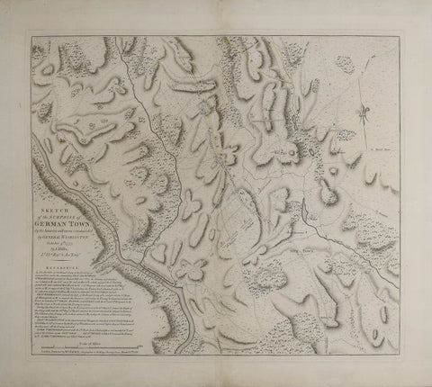 John Hills, (fl. 1777-1816) and William Faden (1750-1836), Sketch of the Surprise at German Town by the American Forces Commanded by General Washington October 4th 1777