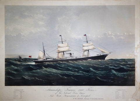 Endicott & Co., Steamship “France” 3800 tons. The National Line Between New York, Queenstown & Liverpool