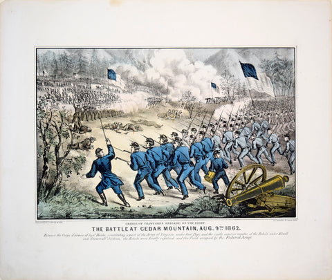 Nathaniel Currier (1813-1888) & James Merritt Ives (1824-1895), Charge of Crawford's Bridge on the Right. The Battle at Cedar Mountain, Aug 9th 1862.