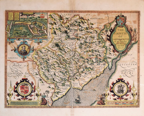 John Speed (1552-1629), The Countye of Monmouth with the Situation of the Shiretowne described Ann. 1610