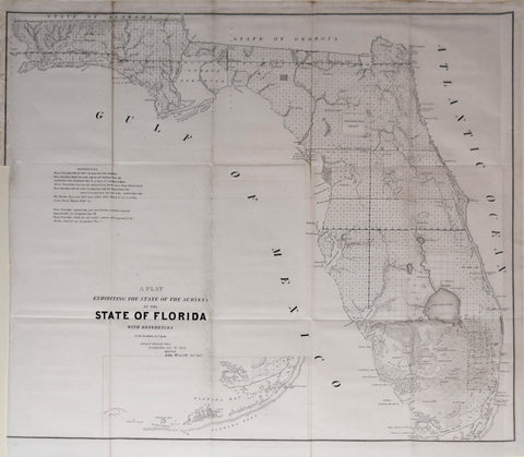 John Wescott, Surveyor General and The General Land Office, The Plat Exhibiting the State of Surveys in the State of Florida…