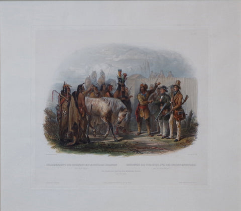 Karl Bodmer (1809-1893), The Travellers Meeting with Minatarre Indians