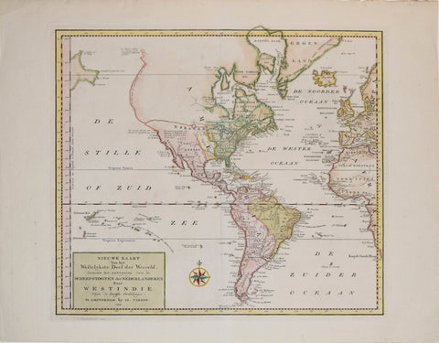 Isaak Tirion (1705-1765), Nieuwe Kaart van het Weftelykste Deel der Weereld…