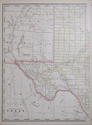 George F. Cram (1841-1928), Western Half of Texas, Engraved Expressly for the Standard Atlas of the World