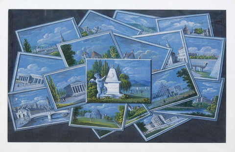 Balthasar Wigand (177-1846 ), A Trompe-L'oeil with Seventeen Drawings of Viennese Monuments