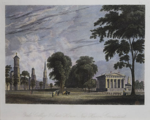 Alexander Jackson Davis (1803-1892), after, Yale College and State House, New Haven Connecticut