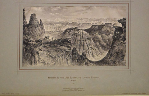Rudolf Cronau (1855-1939) Scenery in den , Bad Lands”, am Kleinen Missouri. Dakota. 1.