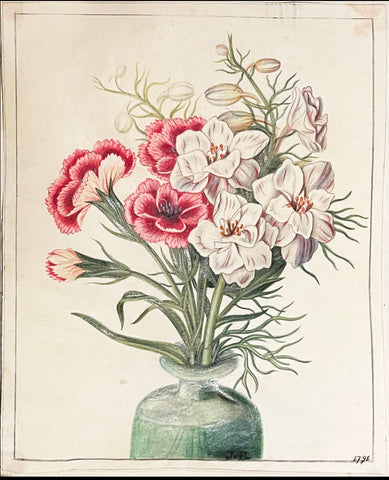 James Bolton (British, 1735-1799), Double China Pink & Purple Veined Larkspur