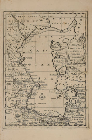 Emanuel Bowen (1693?-1767) A New and Accurate Map of the Caspian Sea, laid down by the Memoirs of Soksam Sabbus, a Georgian Prince… No. 38