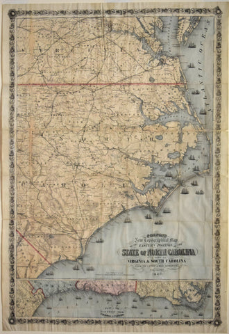Joseph Hutchins Colton (1800-1893) - Colton's New Topographical Map of the Eastern Portion of the State of North Carolina...