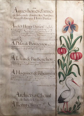 Flemish, 17th Century, [Martagon Lily and Iris with White Stork]