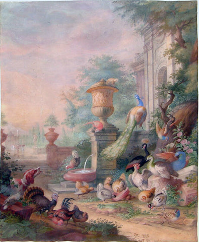 Herman Henstenburgh (Dutch, 1667-1726), A Pair of Scenes with Exotic Birds in a Grand Park