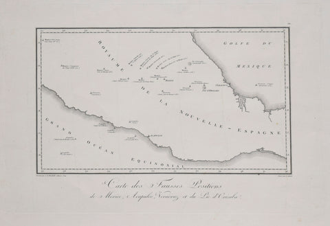 Alexander von Humboldt (1769-1859), Carte de Fausses Positions de Mexico, Acapulco, Veracruz et du Pic d'Orizaba