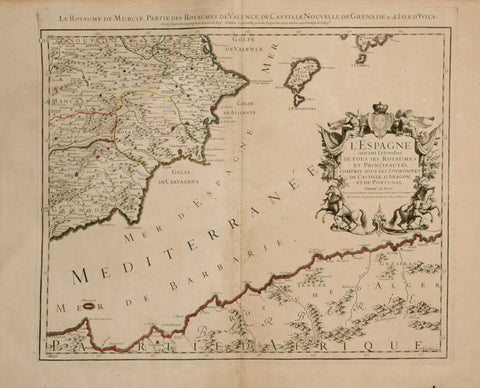 Alexis-Hubert Jaillot (1632-1712)  L’Espagne, suivant L’etendue de tous ses Royaumes... [Southeastern Spain, The Mediterranean and Algeria]