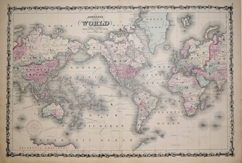 Alvin Jewett Johnson (1827-1884)  Johnson’s Map of the World on Mercator’s Projection…, Pl. 6 & 7