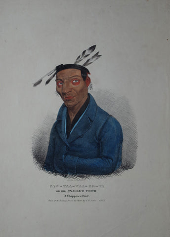 James Otto Lewis (1799-1858), Caw Taa Waa Be Ta or the Snaggled Tooth, A Chippewa Chief