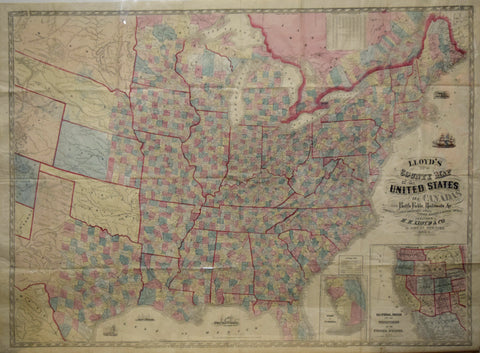 H. Lloyd & Co. Lloyd’s New County Map of the United States and Canada.. Showing Battle Fields, Railroads, etc…