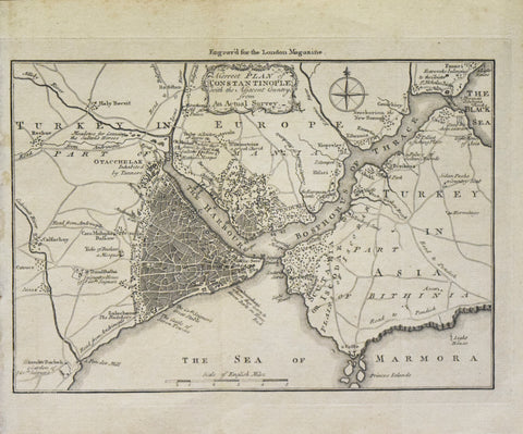 London Magazine  A Correct Plan of Constantinople with the Adjacent Country from an Actual Survey