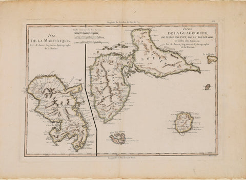 Rigobert Bonne (1727-1794)   Isles De La Guadeloupe, De Marie Galante, Del La Desirade & Isle De La Martinique… Pl. 110