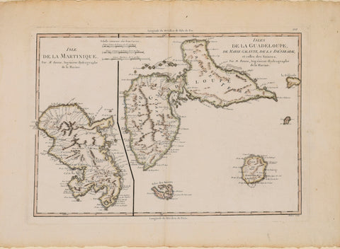 Rigobert Bonne (1727-1794) Isles De La Guadeloupe, De Marie Galante, Del La Desirade & Isle De La Martinique… Pl. 110