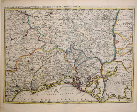 Pierre Mortier (Dutch, 1661-1711), 2 Partie des Sevennes et le bas Vivarais le Diocese de Monpelliers et de Nismes…