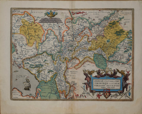 Abraham Ortelius (Flemish, 1527-1598)  Gelriae Cliviae Finitimorumque Locorum Verissima Descriptio (Gelderland, Netherlands)