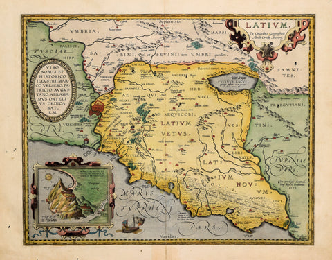 Abraham Ortelius (Flemish, 1527-1598)   Latium ex conatibus Geogrphicuas.. [Modern day Lazio, Italy]
