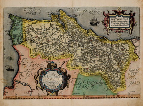 Abraham Ortelius (Flemish, 1527-1598)   Portugalliae quae olim Lusitania..descriptio Auctore Vernando Alvaro Secco, 1560