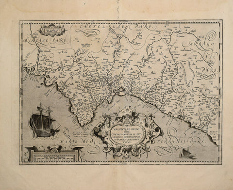 Abraham Ortelius (Flemish, 1527-1598) Valentiae Regni olim Contestanorum…[Valencia, Spain}