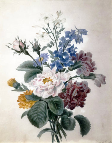 Jean Louis Prévost (c. 1760-1810), Bouquet Roses, Carnations, and Anemones