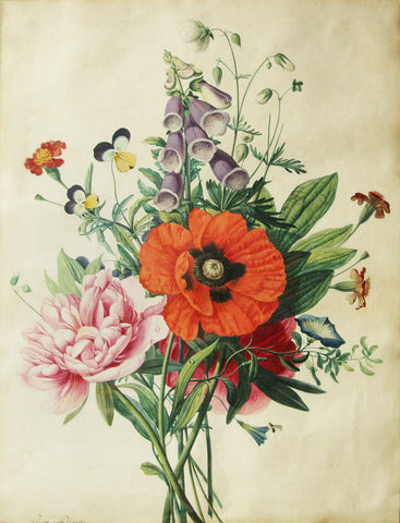 Jean Louis Prévost (c. 1760-1810), Bouquet with poppy and peony