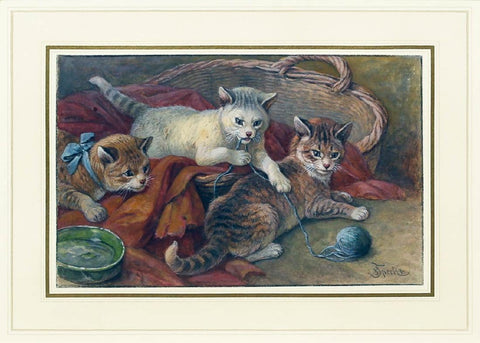Friedrich Specht (German, 1839-1909) Three Kittens Playing with a Ball of Wool