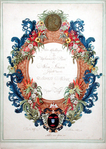 Albert Van Spiers, called Piramied (Dutch, 1666-1718), Design for a floral frontispiece with a portrait medallion of Agnes Block