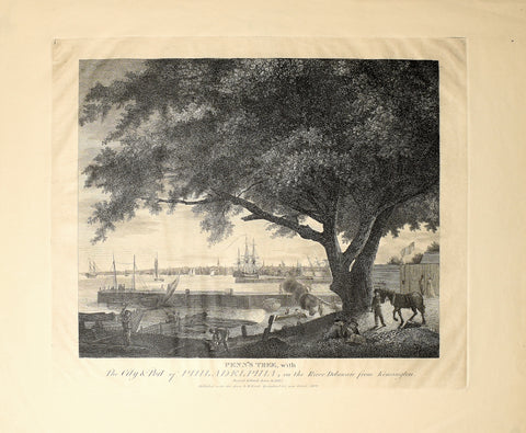 William Birch (1755-1834), Penn's Tree, with The City & Port of Philadelphia...