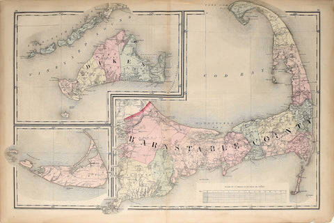 Henry Francis Walling (1825-1888) & Ormando Willis Gray, Barnstable County (Cape Cod), Dukes County (Martha's Vineyard), and Nantucket