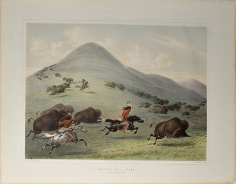 George Catlin (American, 1796-1872), Buffalo Hunt, Chase, No. 6