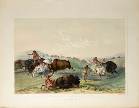 George Catlin (American, 1796-1872), Buffalo Hunt, Chase, No. 7
