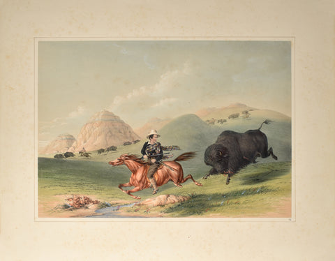 George Catlin (American, 1796-1872), Buffalo Hunt, Chasing Back