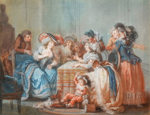 Francois-Louis-Joseph Watteau (1758-1823), An Elegant Party Around a Table, Watching a Lady Having Her Fortune Told with Cards