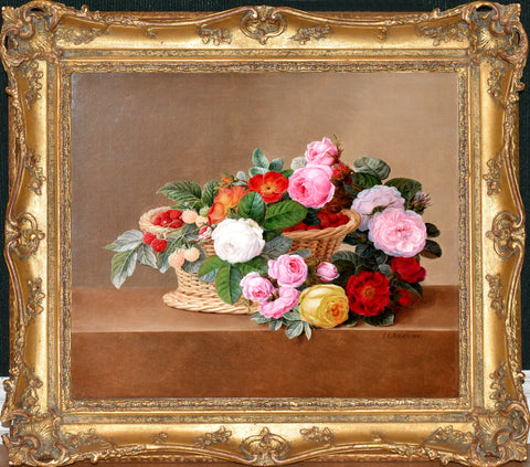 Johan Laurentz Jensen (1800-1856), Still Life of Roses in a Basket wit –  Arader Galleries