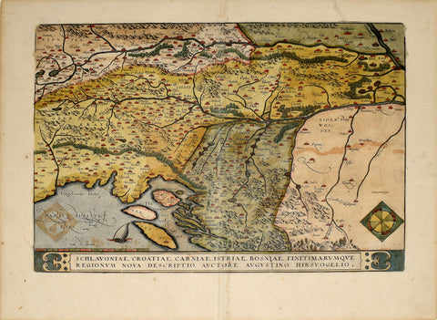 Abraham Ortelius (1527-1598), Schlavoniae, Croatiae, Carniae, Istriae, Bosniae, Finitimarumque Regionum Nova Descriptio . . .