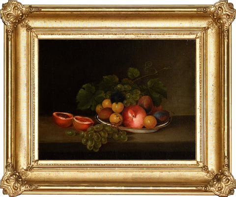 Attributed to Rubens Peale (1784 – 1865), Still Life with Fruit on a Dish and an Open Peach, circa 1857