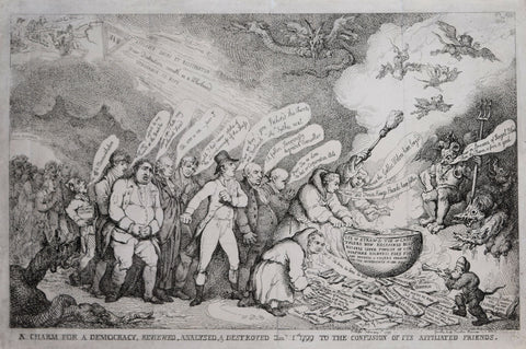 Thomas Rowlandson (British, ca. 1756-1827), A charm for a democracy, reviewed, analysed, & destroyed Jan. 1st 1799 to the confusion of its affiliated friends