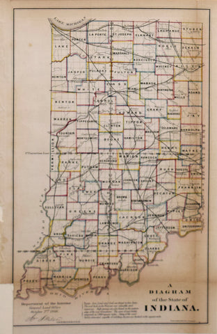 Department of the Interior, U.S. General Land Office, A Diagram of the State of Indiana