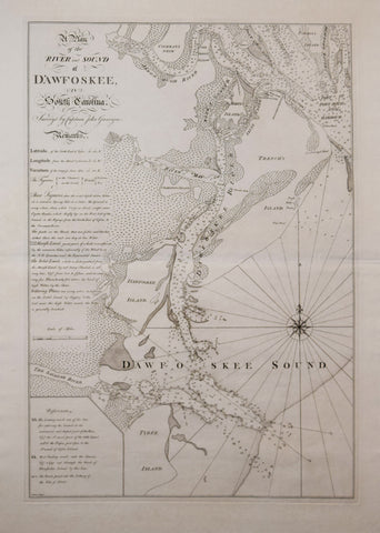 Thomas Jefferys (1719-1771) and William Faden (1749-1836),  A Plan of the River and Sound of D’Awfoskee in South Carolina. Survey’d by Captain John Gascoigne...Batley, sculp.