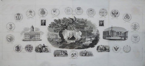 Thomas Sully (1783-1872) Et Al., [A Sheet of Vignettes, Depiction of Stephen Girard, New York Exchange, Philadelphia Exchange, Washington, Lafayette, various coins..]