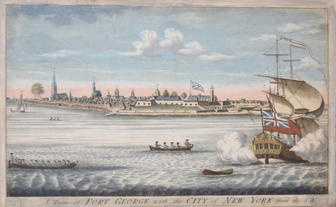 John Carwitham (Fl. 1723-1742), A View of Fort George with the City of New York from Southwest (depicts New York from 1731-36)