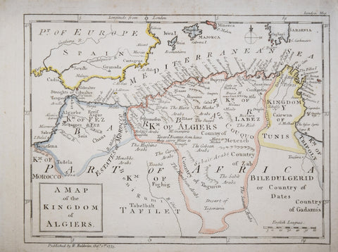 London Magazine, A Map of the Kingdom of Algiers
